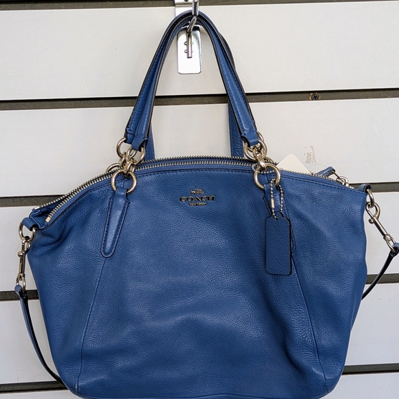 Coach Handbags - Coach Blue Shoulder Bag with Silver Hardware